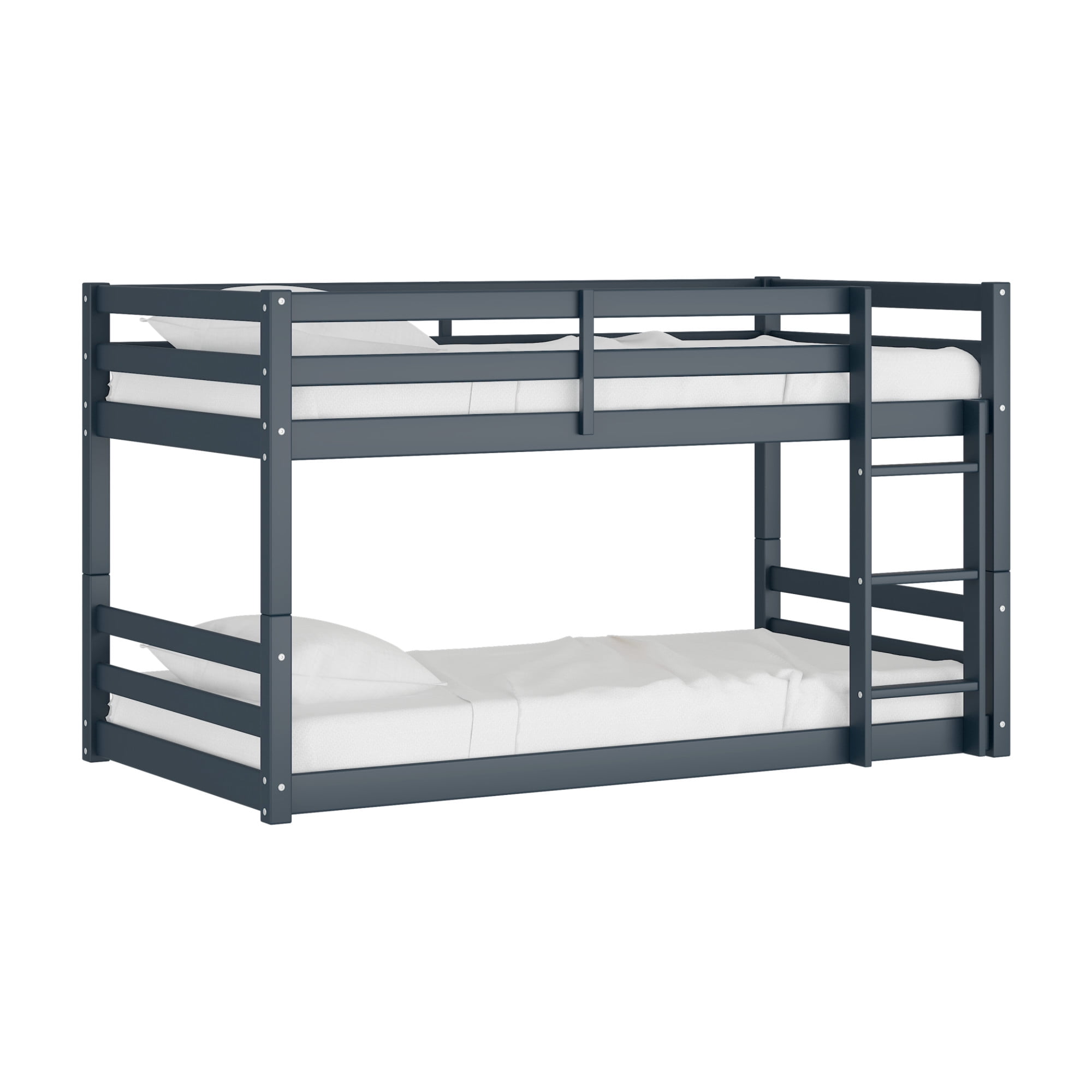 HH2 Home Essentials Campbell Wood Twin Over Twin Floor Bunk Bed, Navy