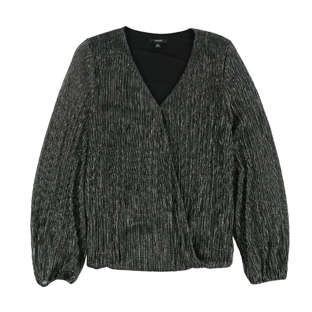 Alfani Blouse à Enfiler Scintillante pour Femmes, Noir, Moyen