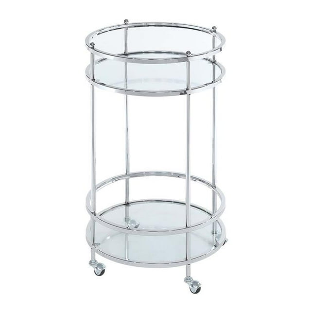 Convenience Concepts 134058GLCRO Royal Crest Chariot de Bar Rond en Verre à 2 Niveaux - Verre/chrome