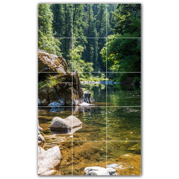 Picture-Tiles.com: River Ceramic Tile Wall Mural WAL500915-35XL. 36"W x 60"H using (15) 12" x 12" Ceramic Tiles-Satin Finish