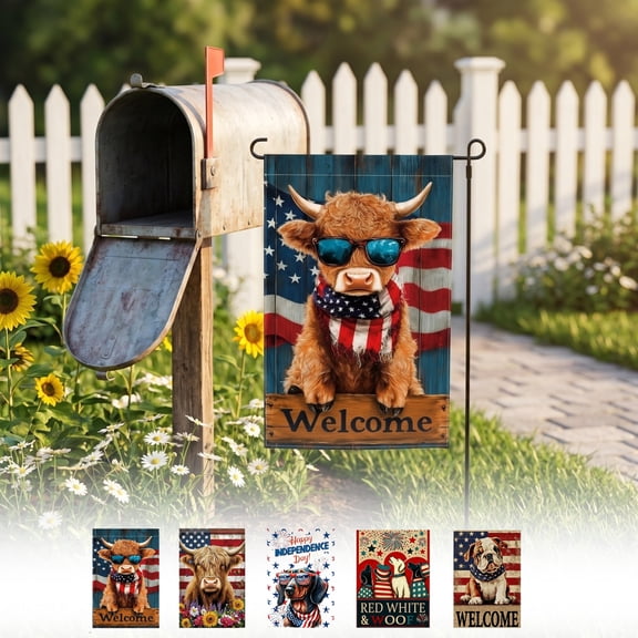Memorial Day Saving!4th of July Decorations, Independence Day Garden Flag Arrival Digital Printed Linen Flag Outdoor Yard Decoration