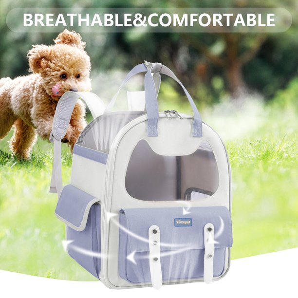 Mochila Transportadora De Gatos Mochila de viaje para gatos, mochila transpirable para mascotas, gran capacidad (azul claro)