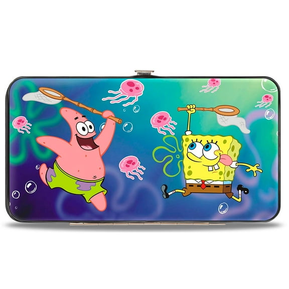 Nickelodeon Wallet, Hinged, Patrick Starfish Spongebob Jellyfishing Jellyfish Catch Pose, Vegan Leather