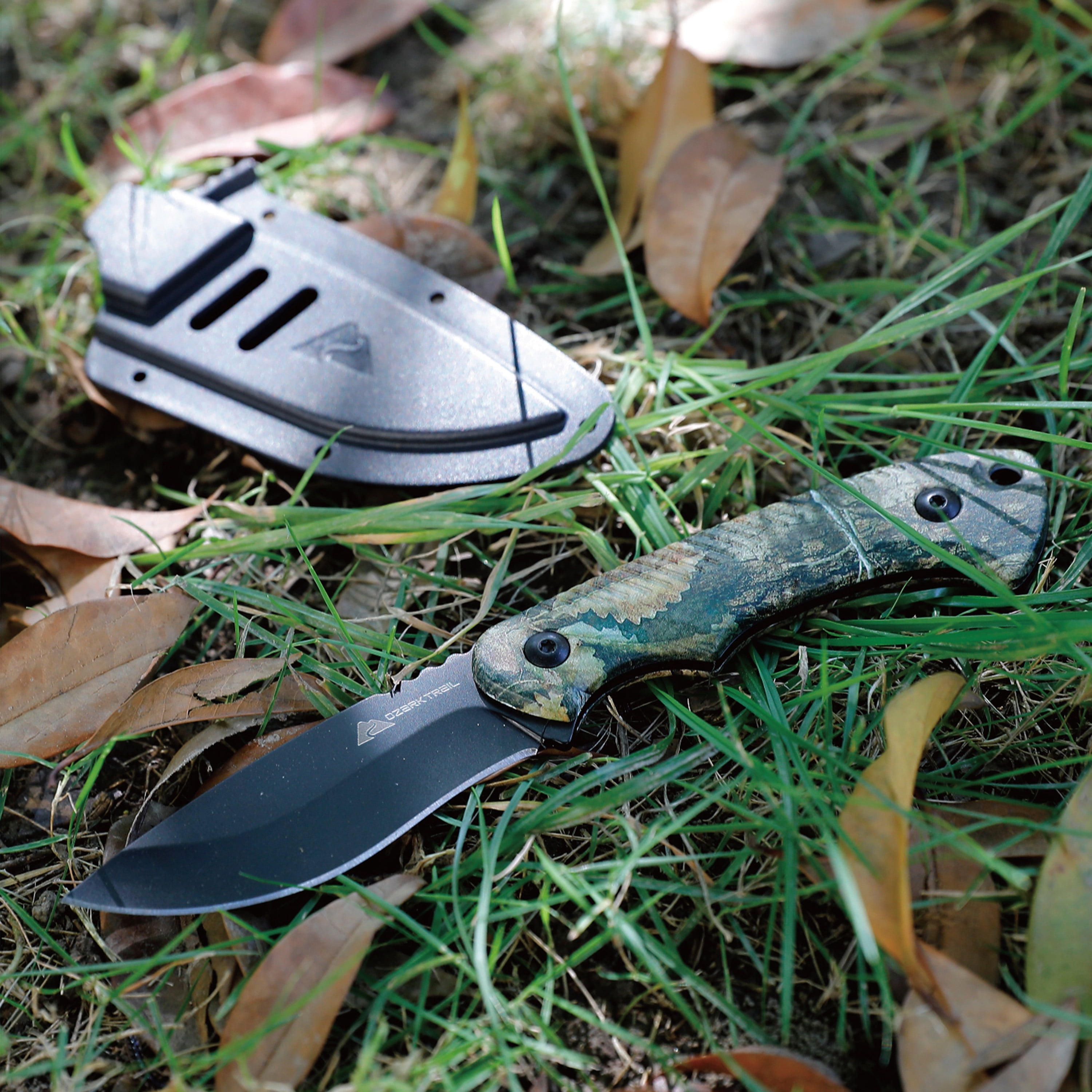 Ozark Trail Wanderer 7.5 inch Fixed Knife, Mossy Oak Handle, Sheath Included