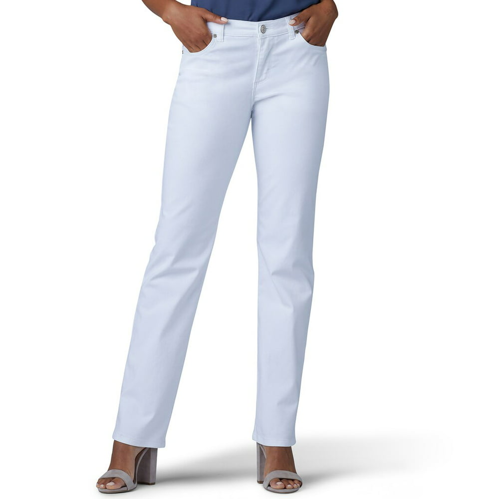 Lee - Women's Lee Relaxed Fit Straight-Leg Jeans White - Walmart.com ...