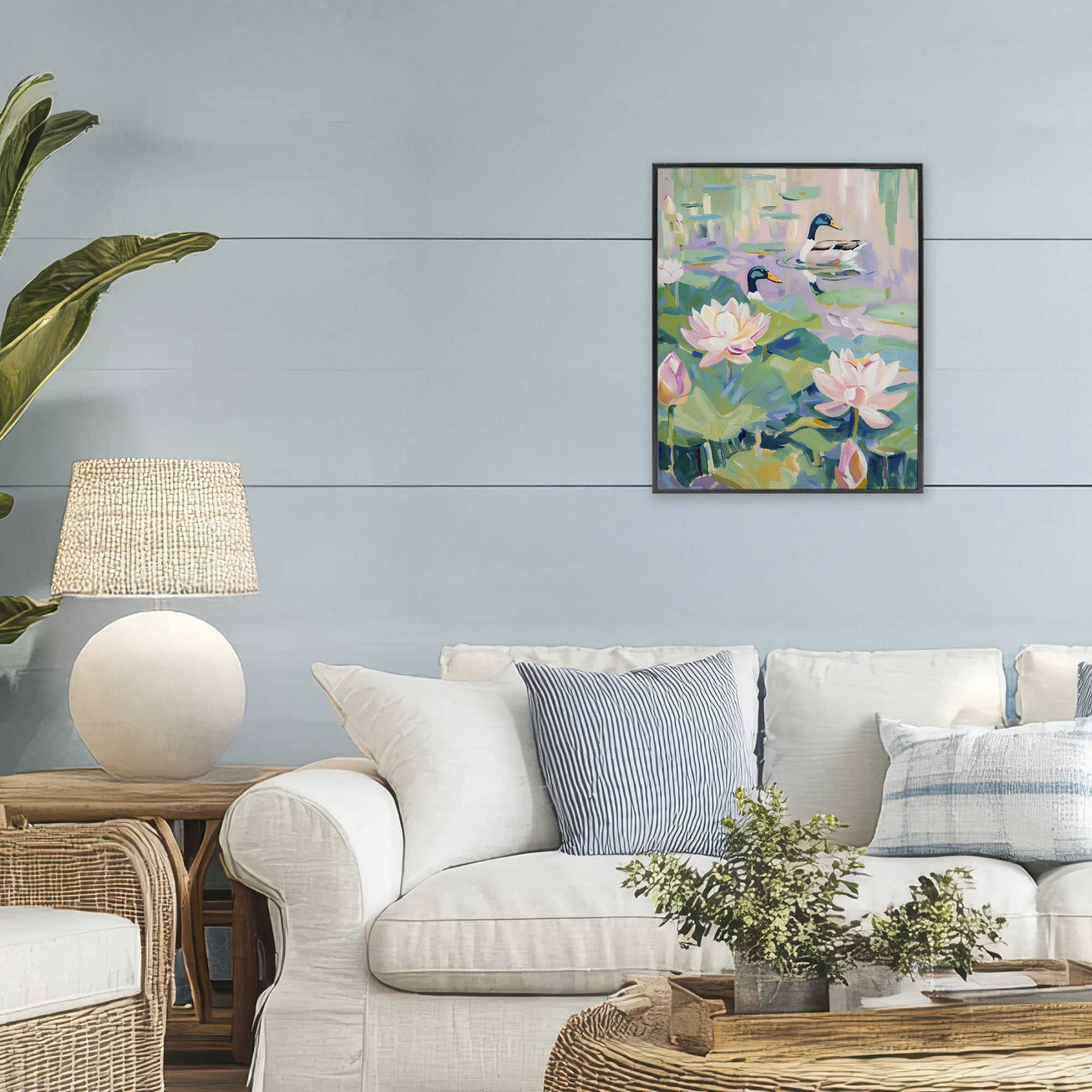 Stupell Industries Duck Pond with Lotus Flowers Black Framed Giclee Art, design by The Prints Vibe