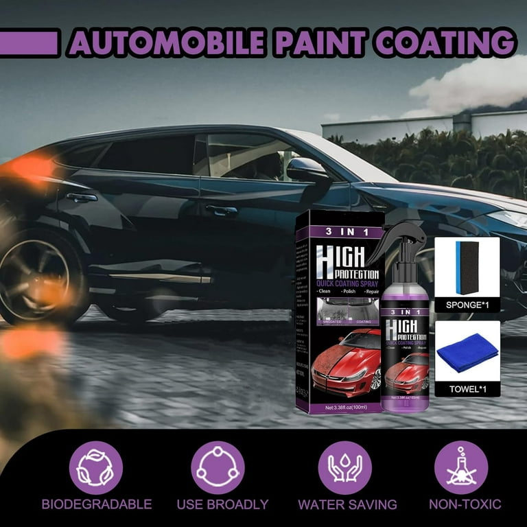  High Protection 3 In 1 Spray, 3 In 1 High Protection Quick Car  Coating Spray, Newbeeoo Car Coating Spray,High Protection Quick Coating  Spray,3In1 High Protection Fast Fine Scratch Repair (3Pcs-100ml) 
