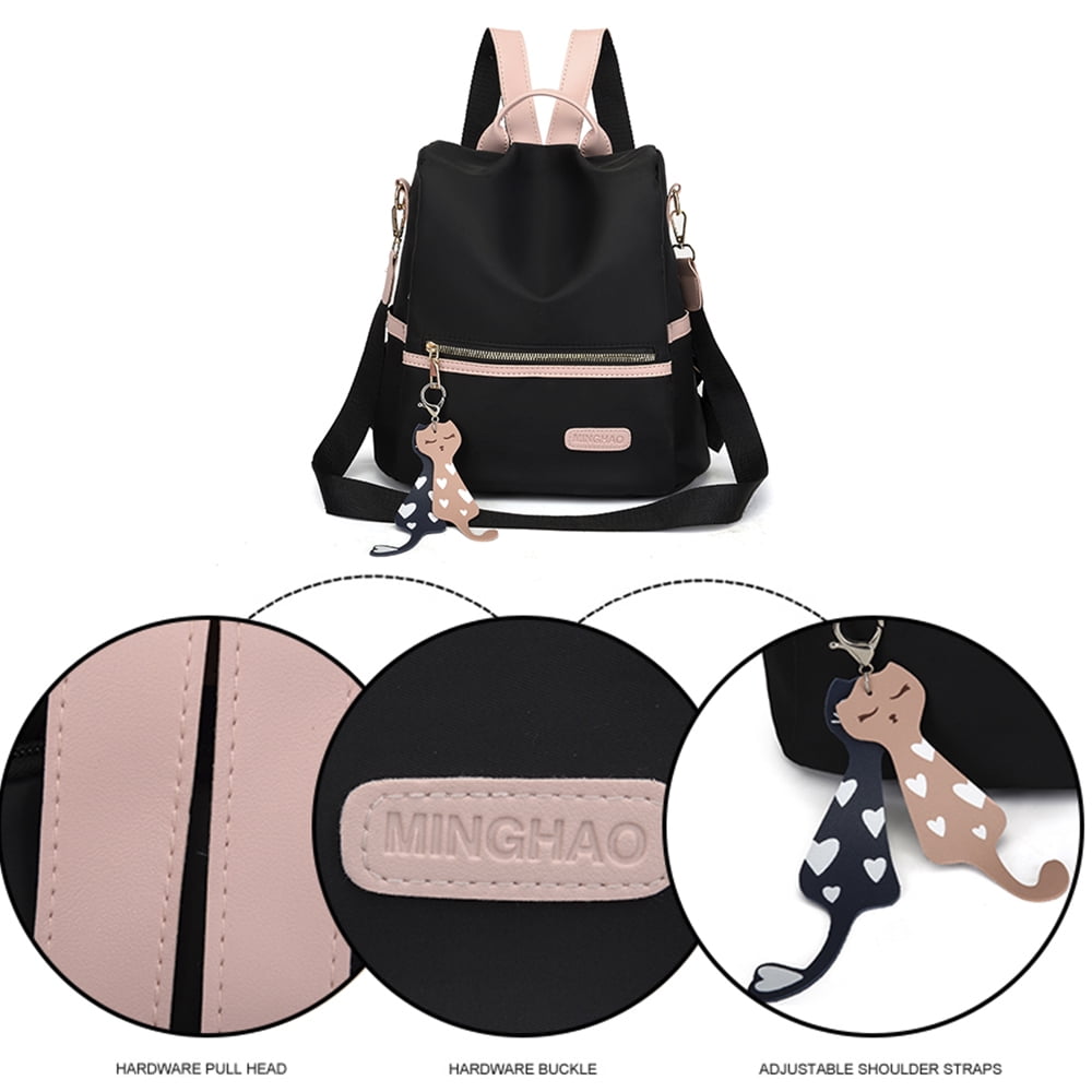 Casual Medium-Sized Waterproof Nylon Backpack for School and Travel, 11 in. x 11 in. x 5.31 in.