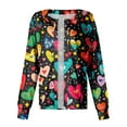 thumbnail image 3 of Valentine's Day Scrub Jacket for Women Snap Front Long Sleeve Nursing Uniform Cute Love Heart Graphic Workwear Jacket with Pockets 2026 Sky Blue XL, 3 of 4