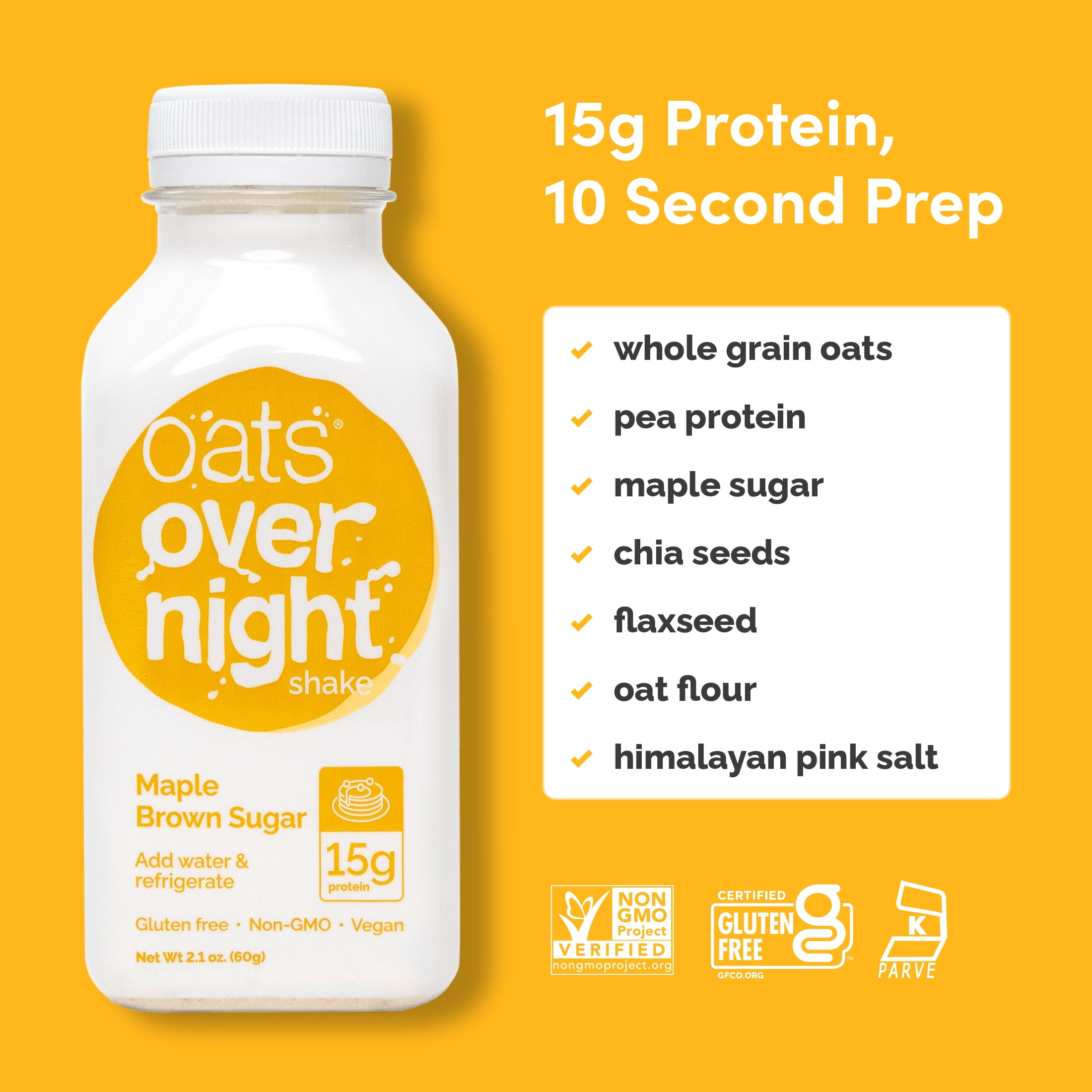 (4 pack) Oats Overnight Maple Brown Sugar Protein Overnight Oatmeal Shake, 2.1 oz, 1 Count
