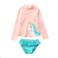 thumbnail image 1 of Baozhu Toddler Little Big Girl Unicorn 2 Piece Long Sleeve Bathing Suit Swimsuit, 1 of 5