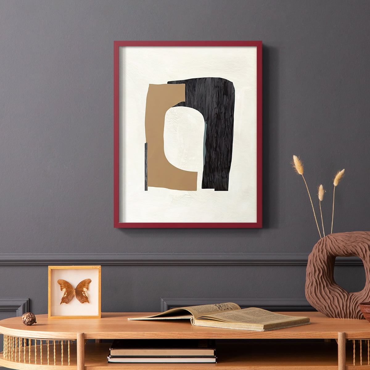 Cardboard Cutouts I Framed Print in Red Solid Wood Framed Print No Nail Hanging