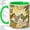 Green, variant on Stained Glass Hen Coffee Mug, Chicken Hen Mug, Morning Tea Cup for Home, Two Farm Birds with Daisy Flowers and Yellow Rays, Retro Cottage Art, Country Kitchen Accent, Poultry Lover