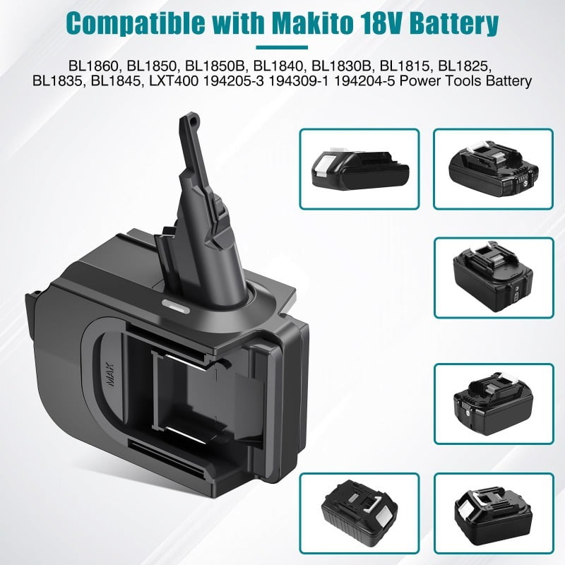 2-in-1 Battery Adapter for Mil*wau*kee 18V Batteries Converted To for Dy*son V7 V8 Series Vacuum Cleaners