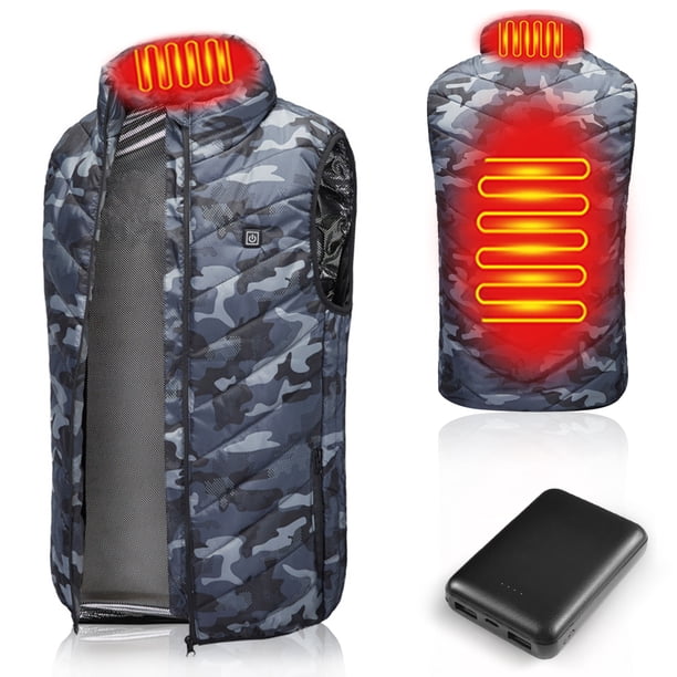 UKAP Chaleco calefactable para hombre, chaqueta térmica eléctrica, abrigo de plumón, ropa de abrigo de invierno