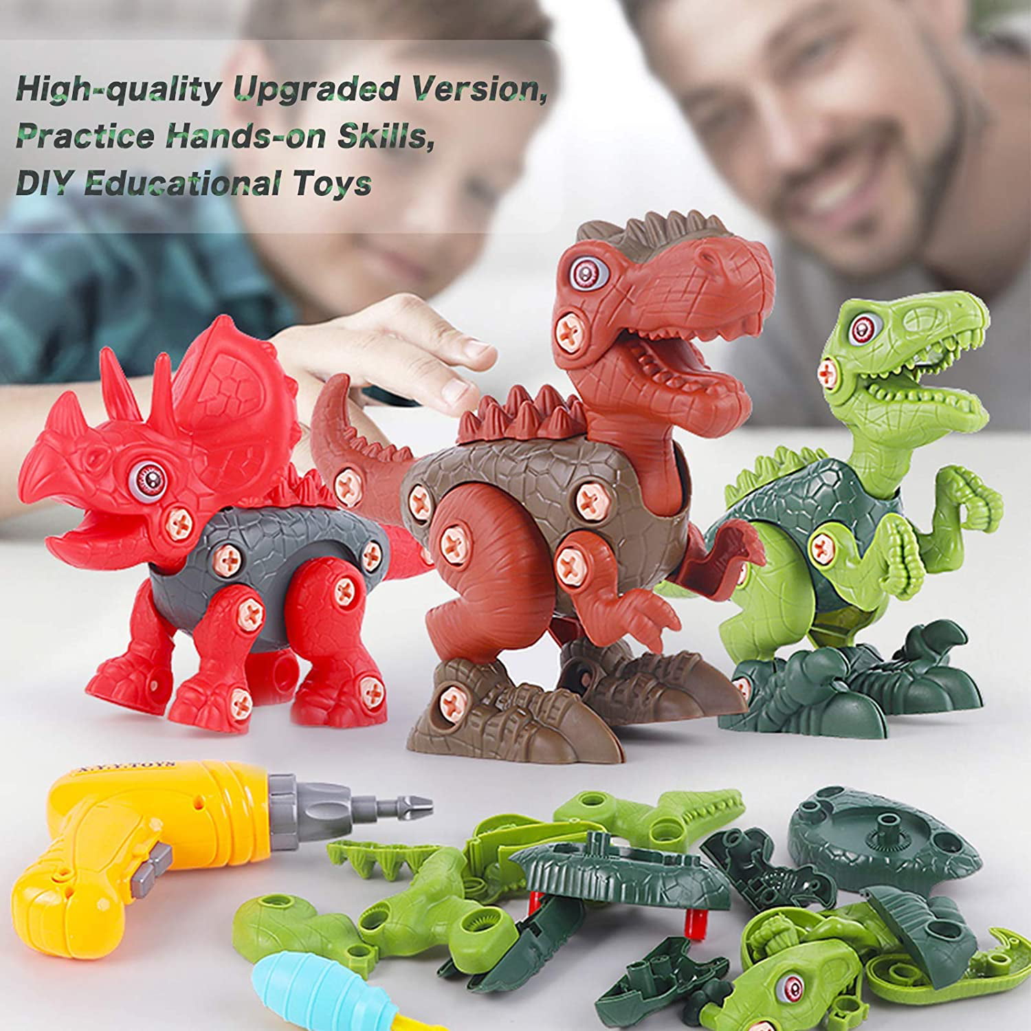 STEM Kids Toys for 3 4 5 6 7 Year Old Boys Girls Birthday Easter Gifts 6600-1 SZJJX Take Apart Dinosaur Toys for Kids 3-5 Dinosaurs Construction Building Toy Set with Electric Drill 