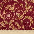 thumbnail image 3 of Floral Scroll Metallic Chenille 57" Heavyweight Upholstery Jacquard Polyester Fabric By The Yard (Burgundy / Gold, 1 Yard), 3 of 3