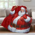 thumbnail image 4 of Christmas Santa Throw Blanket, Flannel Fleece Blanket with Striped Design for Couch, Red Xmas Santa Claus Winter Gifts Soft Breathable All Season Plush Blankets for Sofa Office Car Seat 40"x60", 4 of 9