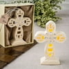 Glowing Ivory color standing cross statue with Led Light Christmas Holiday decoration/favor