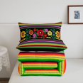 thumbnail image 5 of Manfei Western Traditional Serape Queen Comforter Set, Colorful Blossom Comforter Sets Queen, Multicolor, Black Reversible, 3pcs, 1 Comforter and 2 Pillowcases, 5 of 7