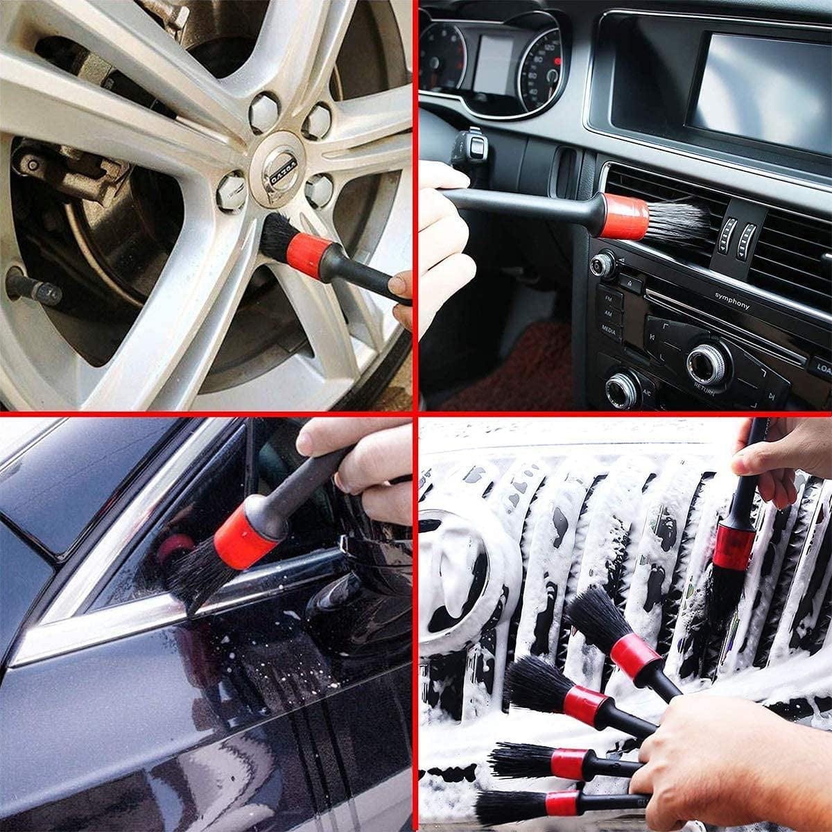 5Pcs Car Brush Tool Detailing Detail Cleaning Wheels Engine Emblems Air  Vents AA
