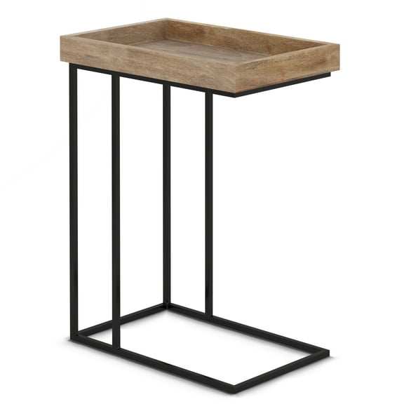 Gallagher Mango Wood and Metal 18" Rectangle Industrial C Side Table in Natural