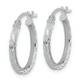 thumbnail image 2 of 925 Sterling Silver Rhodium Plated Women's Diamond Cut Square Tube 2mm Hoop Earrings | 20mm, 2 of 4