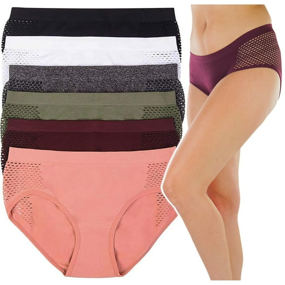 ToBeInStyle Women's 6 Pack High Waist Seamless Basic Briefs - Solid - OS