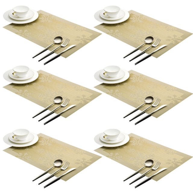 6PCS Table de Noël Set de Table Antidérapant Tapis de Table Résistant à la Chaleur