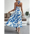 thumbnail image 4 of Halter Dresses for Women 2025 Floral Midi Dresses Casual Flowy V Neck Tshirt Dress A Line Tank Dress Blue L, 4 of 9