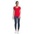 thumbnail image 3 of No Boundaries Scoop Neck Tee with Short Sleeves, 1 or 3-Pack, Women’s, 3 of 5