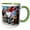 Green/White, variant on 3drose, Four Friends Sitting Together During a Brake Drinking Coffee., 11oz Two-tone Green Mug