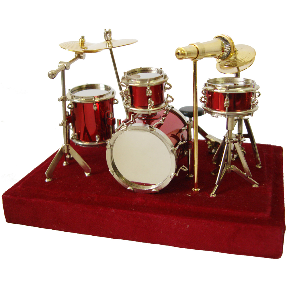 Red Miniature Drum Set w/ Snare, Bass, Toms, Crash, Ride & HiHat Cymbals