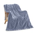 thumbnail image 2 of Homieway Blue Throw Blanket, Throw Size Lightweight Taffeta Fleece Blanket for Couch Sofa, 2-Sided 3D Woven Design Fuzzy Soft Cozy Blanket for All Seasons, 40"×60", 2 of 7
