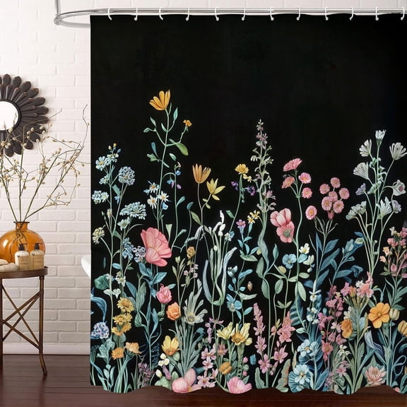 Daisy Shower Curtain for Bathroom, Rustic Floral Farmhouse Flower Spring Bath Curtains, Country Nature Botanical Decor Shower Curtain Set with Hooks, 60x72in