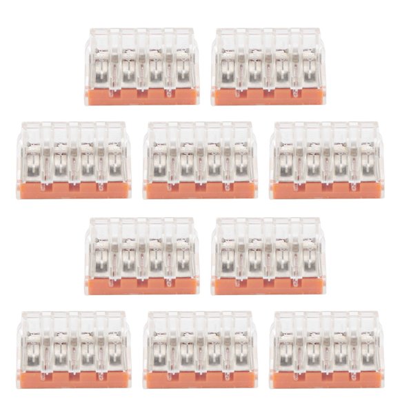 Yazoeia 10Pcs Wire Connector 4 Port Push‑in Quick Connect Hard Electric Cable Terminal Block PCT‑104D GY228-70431