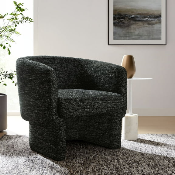 Modway Muse Boucle Fabric Barrel Accent Chair in Charcoal