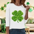thumbnail image 7 of felwors Womens 3/4 Sleeve St. Patrick's Day T-Shirts Crew Neck Spring Graphic Tee Tops (White, XXL), 7 of 7