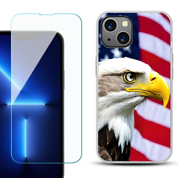 OneToughShield ® for iPhone 13 Shockproof Phone Case, with Tempered Glass Screen Protector - Eagle