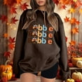 thumbnail image 2 of Fiaer Thanksgiving Women Sweatshirts Cute Graphic Crew Neck Plus Size Pullovers Long Sleeve Loose Fit Trendy Tops Brown XL, 2 of 4