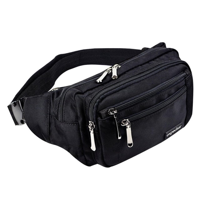 Riñonera Oxpecker Negro impermeable con Correa Ajustable para Hombres y Mujeres