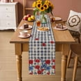 thumbnail image 2 of Red Blue Floral Table Runner 90 Inches, Independence Day Flowers Black Buffalo Plaid Bed Runner Dresser Scarves Tabletop for Indoor Outdoor Parties/Ceremony/Banquet, 13" x 90", 2 of 9