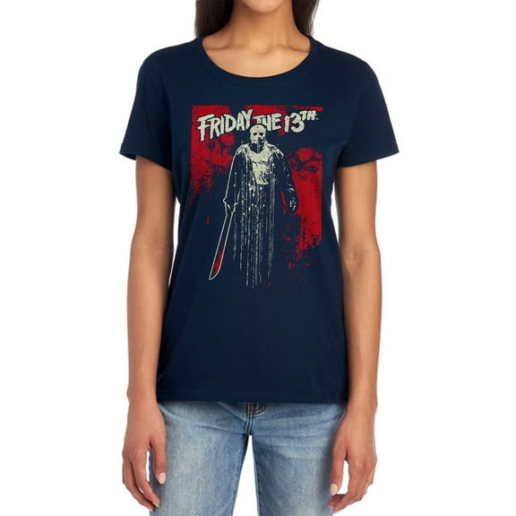 Friday The 13Th Drip Women's T Shirt, Navy, Medium