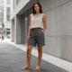 thumbnail image 4 of Pantalones de Cintura Elástica para Mujeres Verano Casual Lino Bolsillos Pantalones Cortos de Cintura Elástica Mujeres, 4 of 9