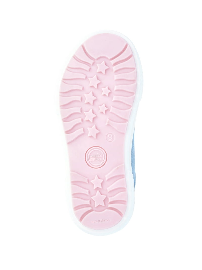 Wonder Nation Toddler Girls Denim Low Court Sneakers with Patches