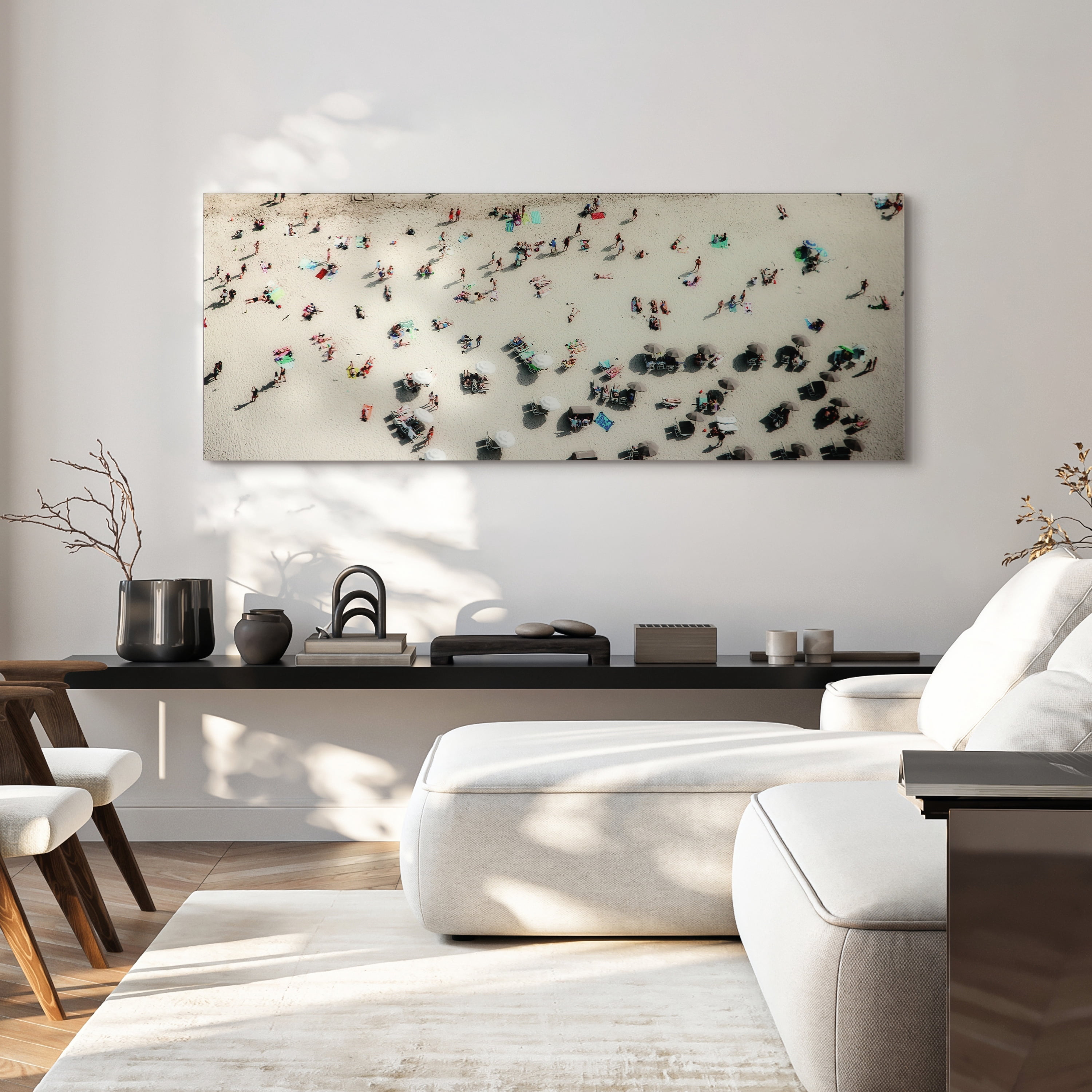 Empire Art Direct Beach Day Frameless Free Floating Tempered Glass Panel Graphic Wall Art, 24" x 63" x 0.2", Ready to Hang