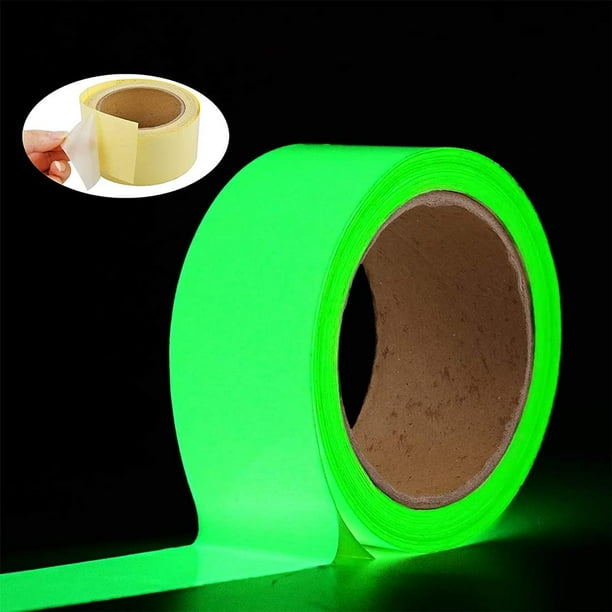 Cinta adhesiva que brilla en la oscuridad, rayas no tóxicas que iluminan tu camino en la oscuridad, cinta fotoluminiscente de uso rápido y sencillo para interiores y exteriores, resistente al agua, 5