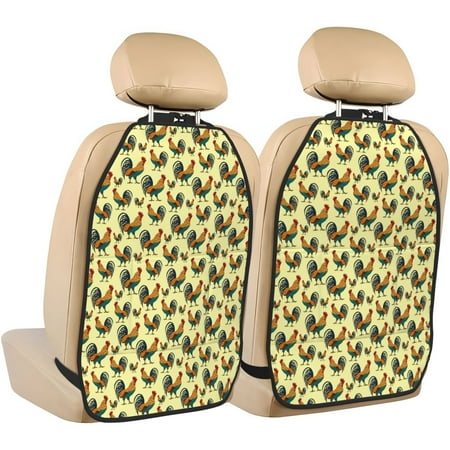 Uemuo Roosters In Farm Printed Car Back Seat Protector 2 Pcs Backseat Car Organizer Kick Mats Back Seat Protector Back Seat Organizer for Kids