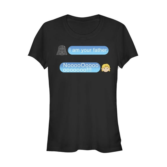 Junior's Star Wars I am Your Father Text Conversation  Graphic Tee Black Medium