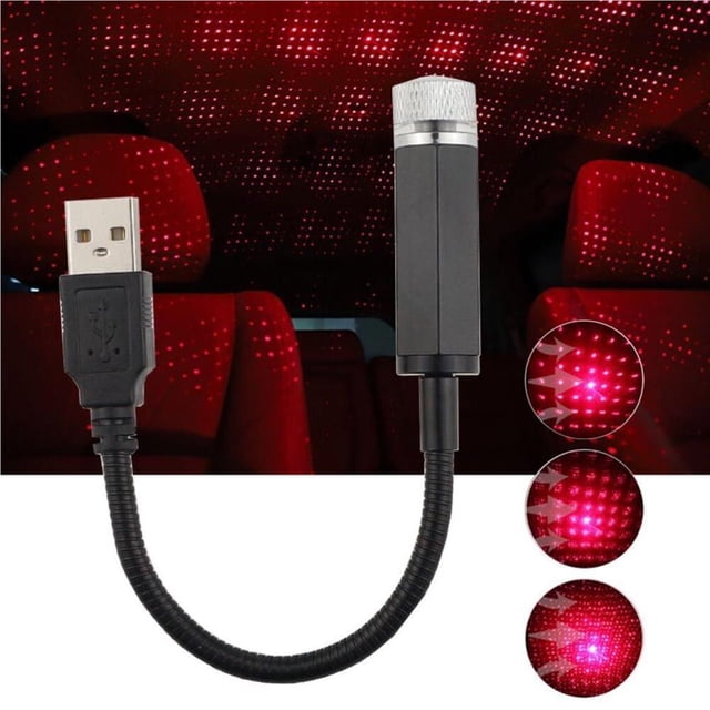 Inteprter Romántico LED Starry Sky Night Light USB Powered Star Proyector Lámpara Low Power Car Ambient Light Iluminación y accesorios Luz roja muy brillante Inteprter HA042470-01